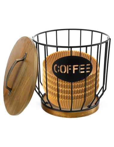 Soporte para Filtros de Café Yuanan con Tapa de Madera 16.5x18 cm