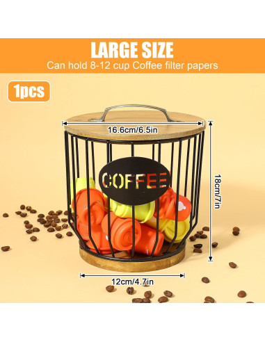 Soporte para Filtros de Café Yuanan con Tapa de Madera 16.5x18 cm