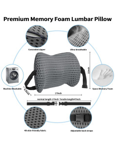 Almohada Lumbar Ergonomica Sproerden Espuma Viscoelástica Gris 2