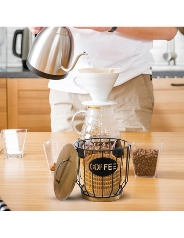 Soporte para Filtros de Café Yuanan con Tapa de Madera 16.5x18 cm