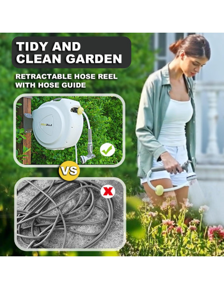 Carrete de Manguera Retráctil AQUAZILLA 22.86 m Montaje Pared