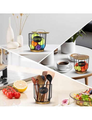 Soporte para Filtros de Café Yuanan con Tapa de Madera 16.5x18 cm