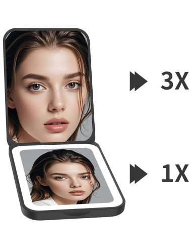 Espejo de bolsillo Kintion MR-L1039C recargable 1X/3X LED