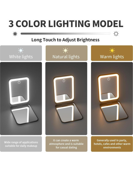 Espejo de bolsillo Kintion MR-L1039C recargable 1X/3X LED