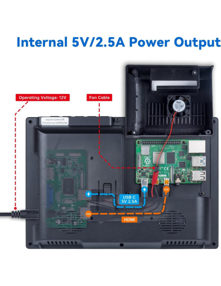 Monitor Portátil SunFounder 10.1" para Raspberry Pi 1280x800