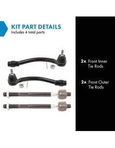 Kit de dirección TRQ 4 piezas para Kia Soul 2014-2019 2