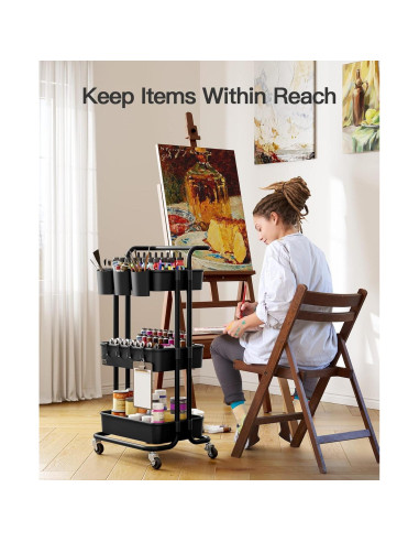 Carro Rodante Pipishell de 3 Niveles con Ruedas y Ganchos