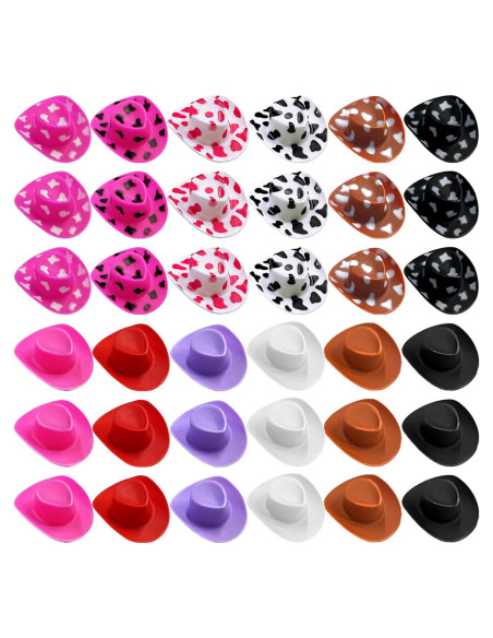 36 Sombreros Mini Vaqueros de Plástico para Decoración