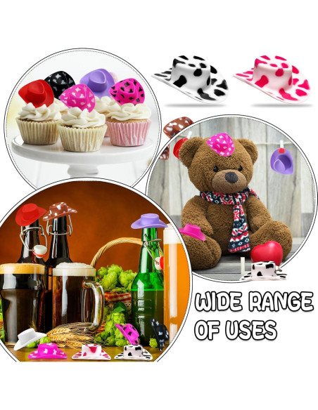 36 Sombreros Mini Vaqueros de Plástico para Decoración