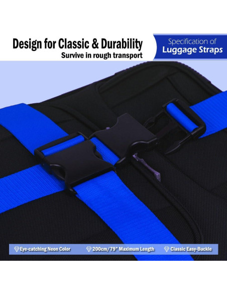 Correas de Equipaje Ajustables TRANVERS 200 cm Paquete de 4