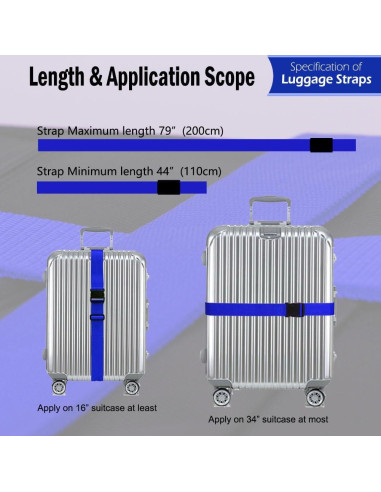 Correas de Equipaje Ajustables TRANVERS 200 cm Paquete de 4