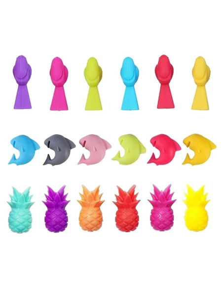 Juego de 18 Marcadores de Copas de Vino Silicona Ecológica