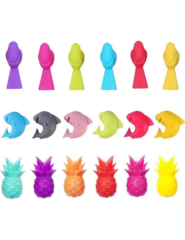 Juego de 18 Marcadores de Copas de Vino Silicona Ecológica