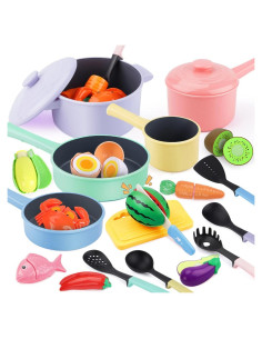 Juego de Cocina Infantil GILOBABY con Utensilios y Comida Rosa