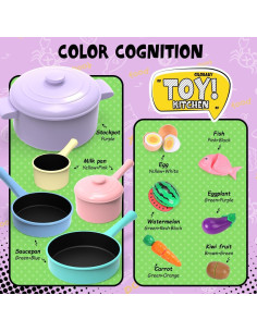 Juego de Cocina Infantil GILOBABY con Utensilios y Comida Rosa 2