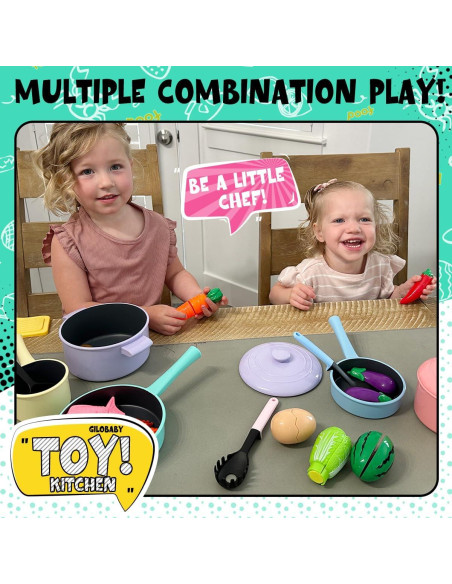 Juego de Cocina Infantil GILOBABY con Utensilios y Comida Rosa