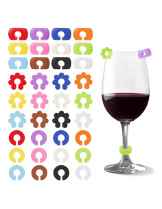 Marcadores de Copas de Vino InnoHHustle 36 Pcs Silicona Coloridos