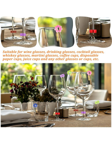 Marcadores de Copas de Vino InnoHHustle 36 Pcs Silicona Coloridos