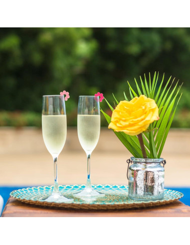 Marcadores de Copas de Vino Luxshiny 8 Piezas Silicona Flor