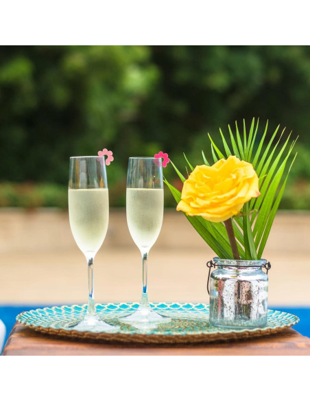 Marcadores de Copas de Vino Luxshiny 8 Piezas Silicona Flor