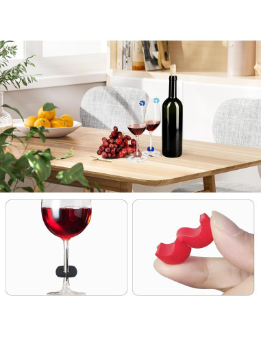32 Marcadores de Vino de Silicona Reutilizables para Copas