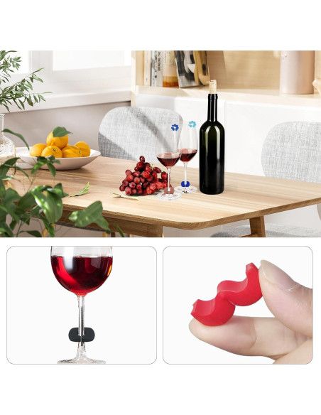 32 Marcadores de Vino de Silicona Reutilizables para Copas