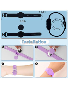 Pulsera Airtag Impermeable Tyanuzz para Niños Ajustable Negra 2