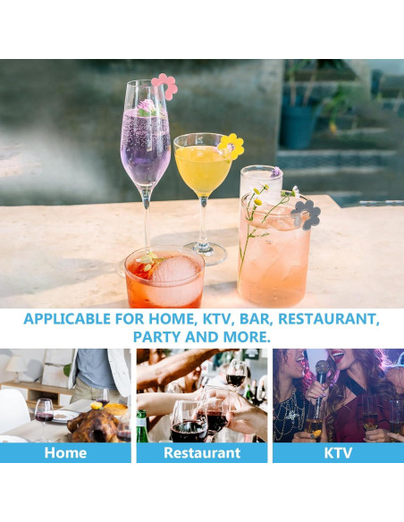 Marcadores de Copas de Vino Luxshiny 8 Piezas Silicona Flor