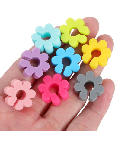 Marcadores de Copas de Vino Luxshiny 8 Piezas Silicona Flor
