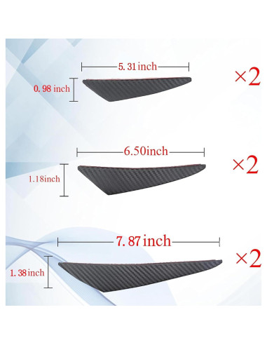 Kit de Canards GKmow 6 PCS para Spoiler de Coche Fibra Carbono
