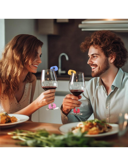 32 Marcadores de Vino de Silicona Reutilizables para Copas