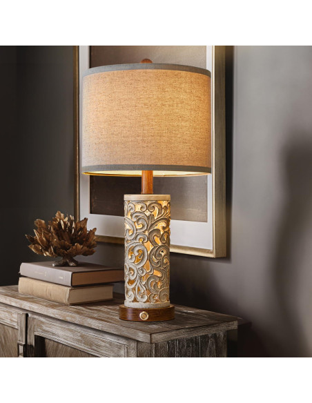 Lámpara de Mesa Táctil OYEARS Dimmable 22'' con USB A+C