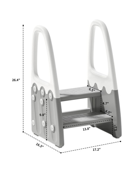 Escalera de Dos Pasos Joylico para Niños - Antideslizante Gris