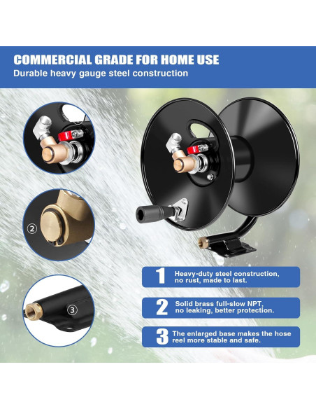 Carrete de Manguera MEKOH 50ft/15.24m para Lavadora a Presión