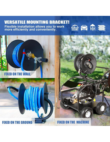 Carrete de Manguera MEKOH 50ft/15.24m para Lavadora a Presión