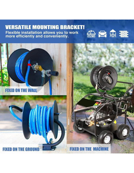 Carrete de Manguera MEKOH 50ft/15.24m para Lavadora a Presión