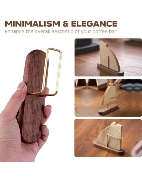 Soporte para Filtros de Café PUNNIO de Nogal y Latón, 1 Unidad