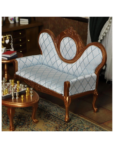 Conjunto de Muebles para Casa de Muñecas iLAND 8 Piezas Oro y Azul