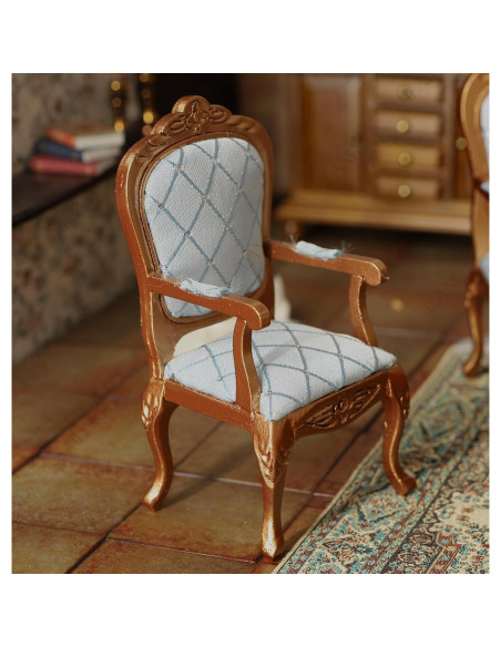 Conjunto de Muebles para Casa de Muñecas iLAND 8 Piezas Oro y Azul