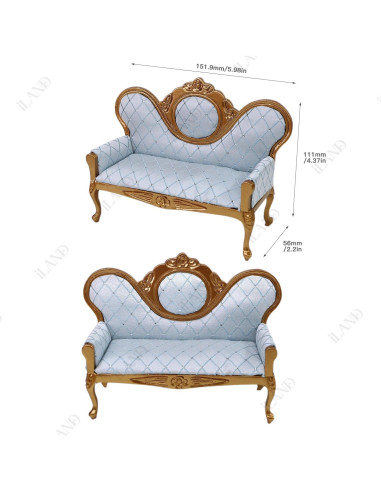 Conjunto de Muebles para Casa de Muñecas iLAND 8 Piezas Oro y Azul