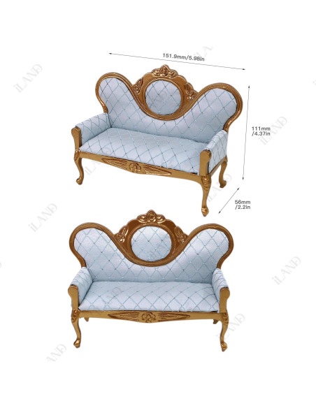 Conjunto de Muebles para Casa de Muñecas iLAND 8 Piezas Oro y Azul