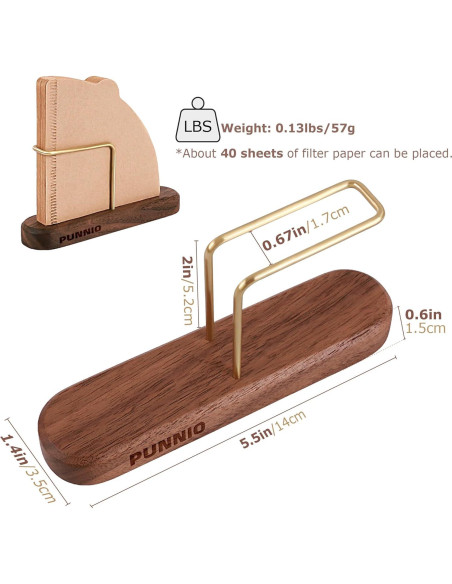 Soporte para Filtros de Café PUNNIO de Nogal y Latón, 1 Unidad