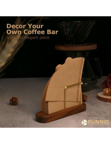 Soporte para Filtros de Café PUNNIO de Nogal y Latón, 1 Unidad