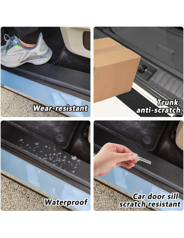 Protector de Umbral de Puerta Turcee 5 Piezas Fibra de Carbono