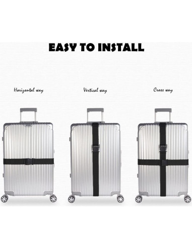 Correas para Equipaje Youteer 2 Pcs Ajustables 188cm Nylon Negro