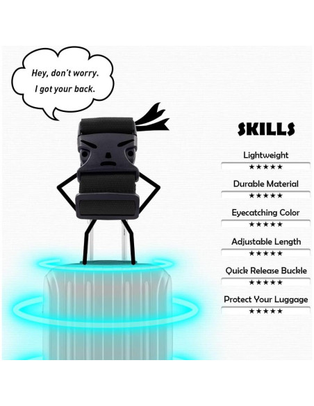 Correas para Equipaje Youteer 2 Pcs Ajustables 188cm Nylon Negro