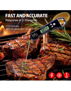 Termómetro Digital de Carne HI-TEPS con Sonda Plegable 4.3" 2
