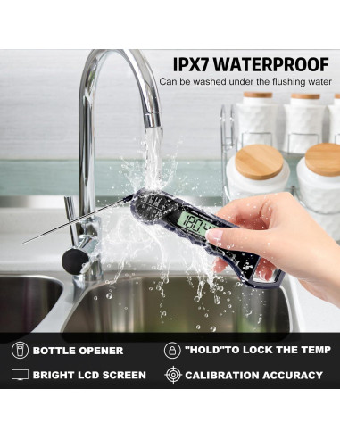 Termómetro Digital de Carne HI-TEPS con Sonda Plegable 4.3"