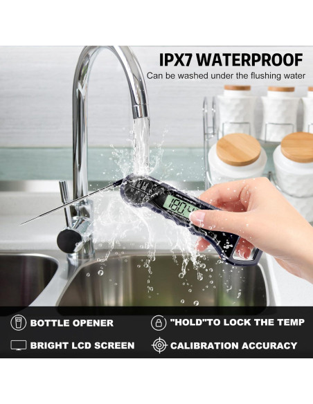 Termómetro Digital de Carne HI-TEPS con Sonda Plegable 4.3"