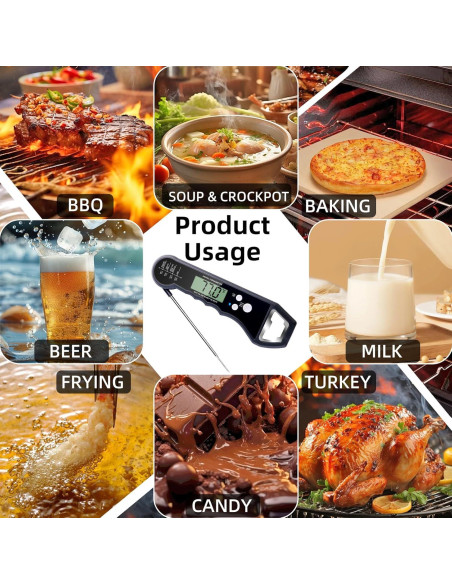 Termómetro Digital de Carne HI-TEPS con Sonda Plegable 4.3"